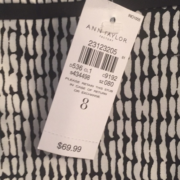 NWT Ann Taylor Factory Sz 8 Black & White Skirt - Picture 4 of 5
